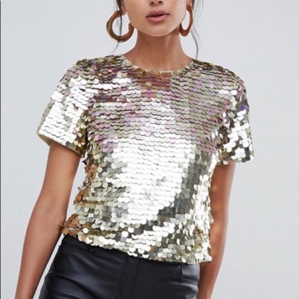 ASOS DESIGN Tall ombre disco sequin t-shirt